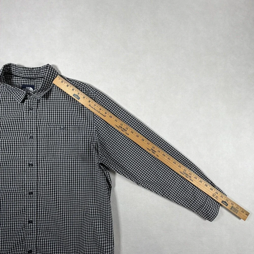 The North Face Mens XXL Gingham Check Long Sleeve Button Down Shirt Black White